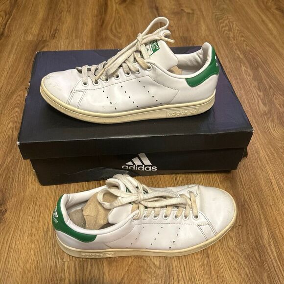 ADIDAS Stan Smith white green lace up shoes sneakers women’s 8 / men’s 7 - Picture 9 of 10